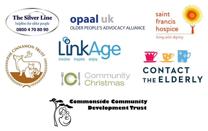 Charities: The Silver Line, Opaal UK, St Francis Hospice, The Cinnamon Trust, Community Christmas, Contact the Elderly