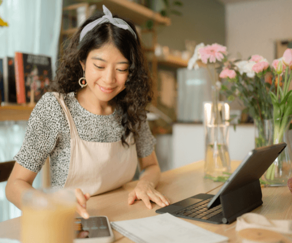Self-employed woman doing accounts