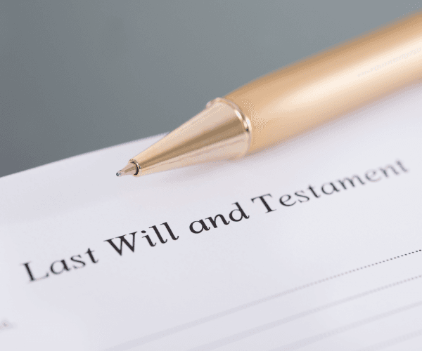 Close up of will document