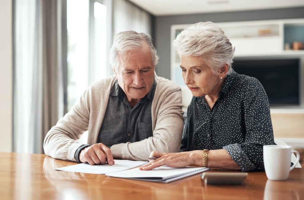 Elderly couple considering their finances