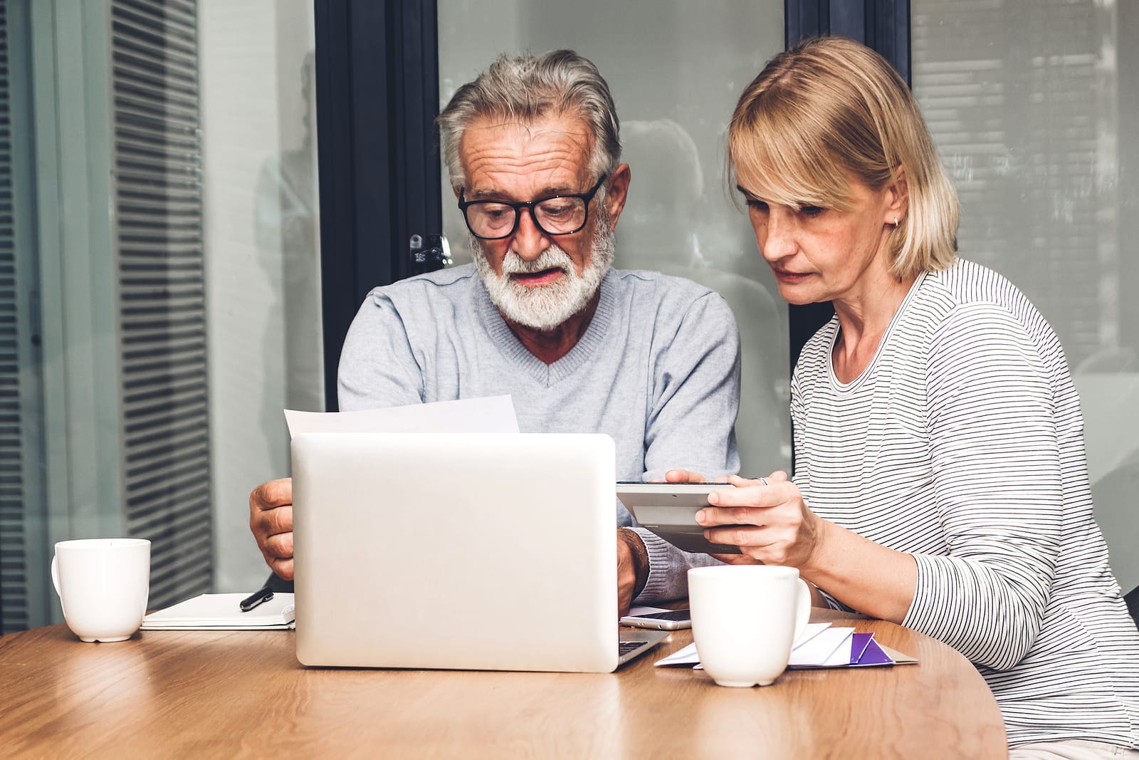 Older couple using laptop